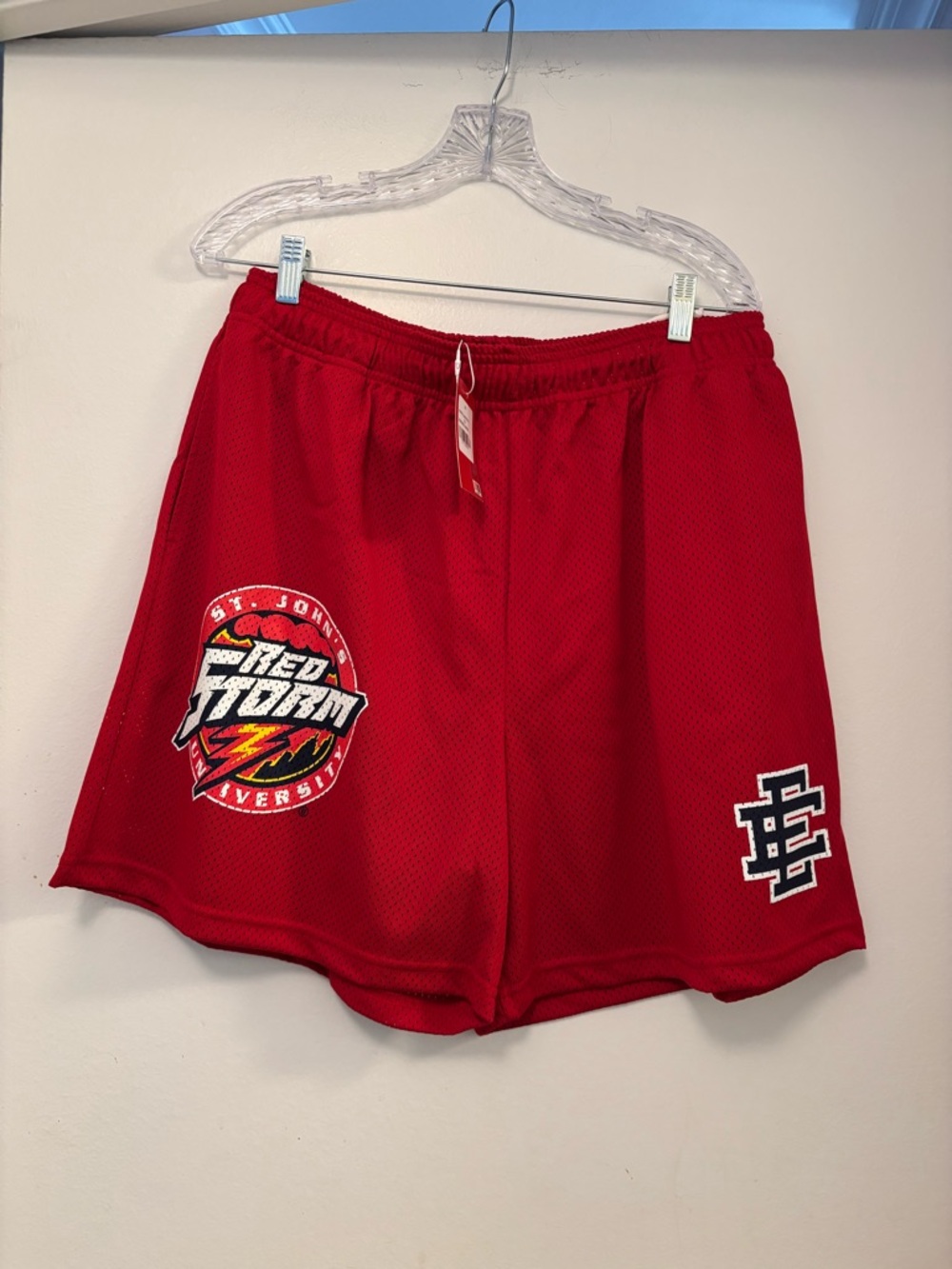 New Eric Emanuel Red Men's Athletic Mesh Shorts St John’s storm logo XXL